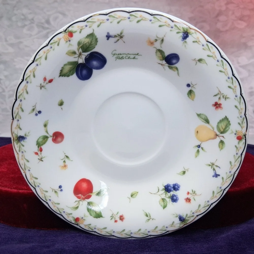 Vintage Greenwich Polo Club Teacup And Saucer Set 1999 Fruits Pattern Rare Japan
